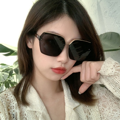 [SCF-5064]남자 여자 오버사이즈 금테 사각 다각형 평면 뿔테 선글라스